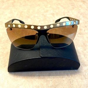 PRADA Gold Sport Sunglasses Authentic with case and Holt Renfrew bag